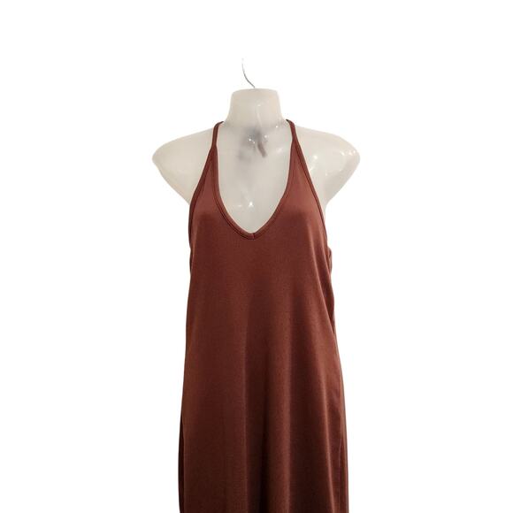 Old Navy Halter Tie Neck Sleeveless Midi Stretch Sundress Brown Size Large - Picture 3 of 7